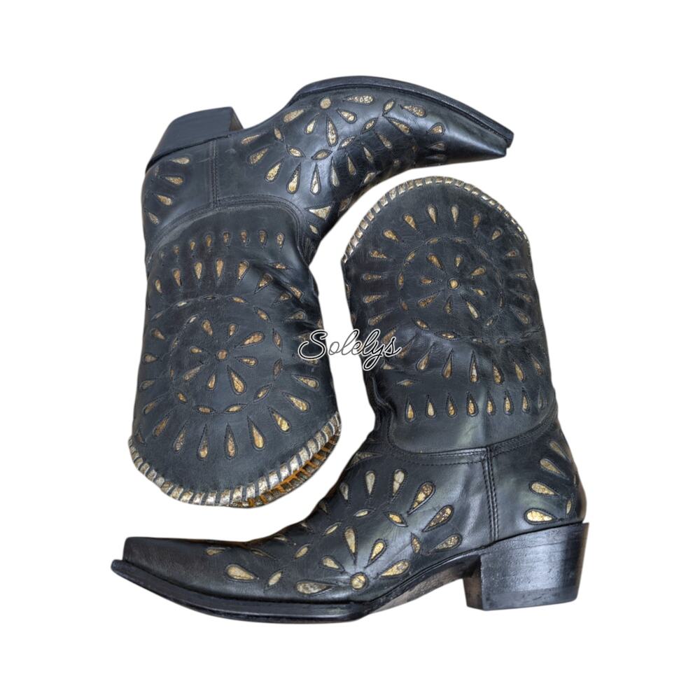 Old Gringo Tino Tino Inlay Cutout Mid-Calf Pointed Toe Western Bootie Womens 7.5 - Picture 9 of 10
